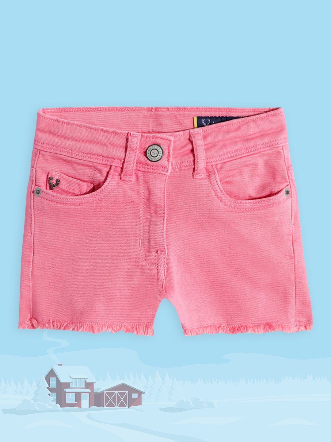 

Allen Solly Junior Girls Pink Solid Denim Shorts
