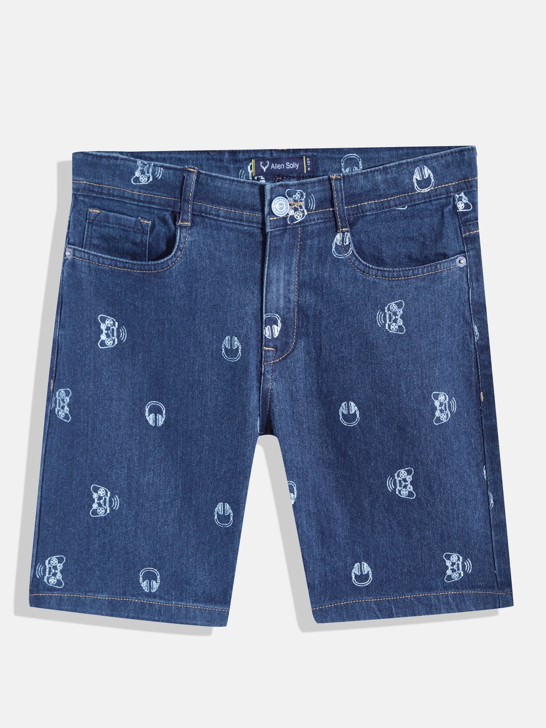 

Allen Solly Junior Boys Blue Graphic Printed Denim Shorts