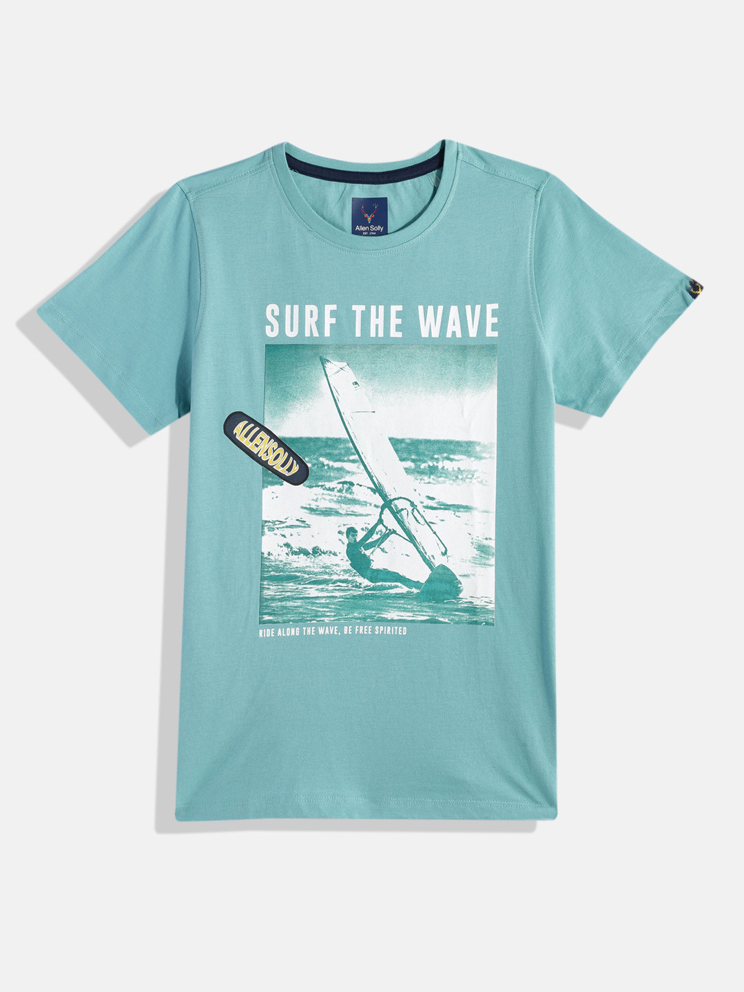 

Allen Solly Junior Boys Typography Print Knitted Pure Cotton T-shirt, Green