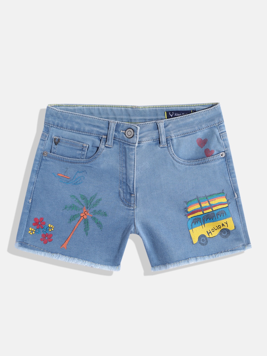 

Allen Solly Junior Girls Blue Printed Denim Shorts
