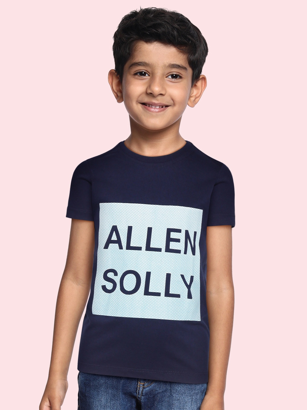 Allen Solly Junior Boys Navy Blue Brand Logo Print T-shirt