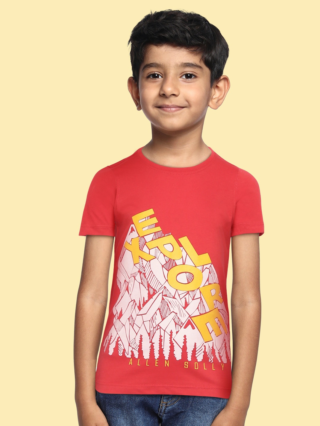 

Allen Solly Junior Boys Coral Red & White Printed T-shirt