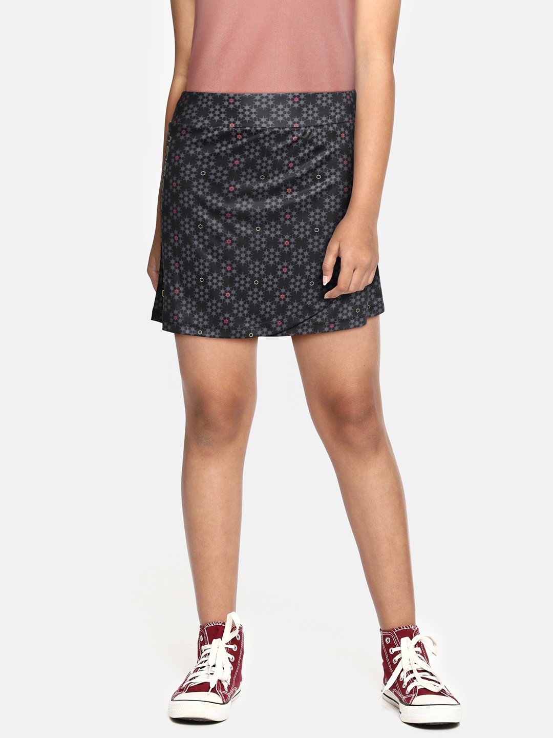 

Allen Solly Junior Girls Black Typography Print Above Knee A-Line Skirt