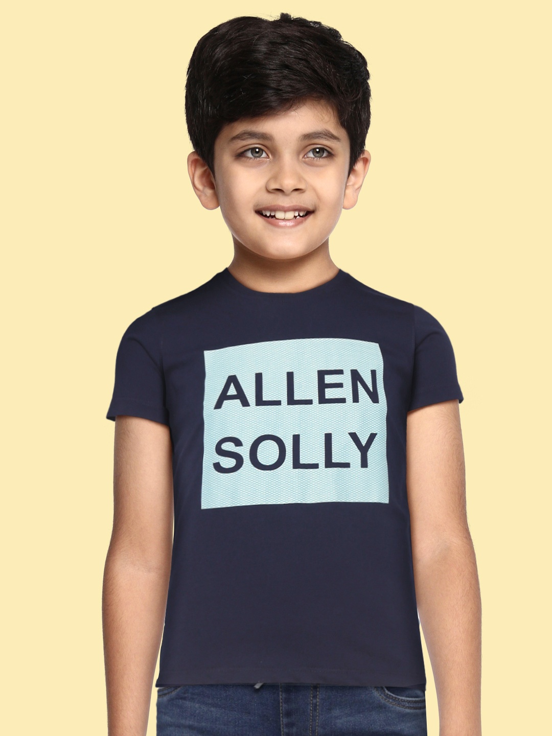 

Allen Solly Junior Boys Navy Blue Brand Logo Printed T-shirt
