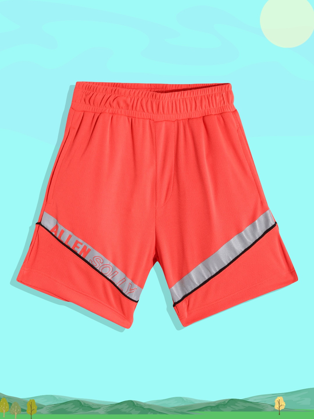 

Allen Solly Junior Boys Coral Orange & Grey Striped Shorts