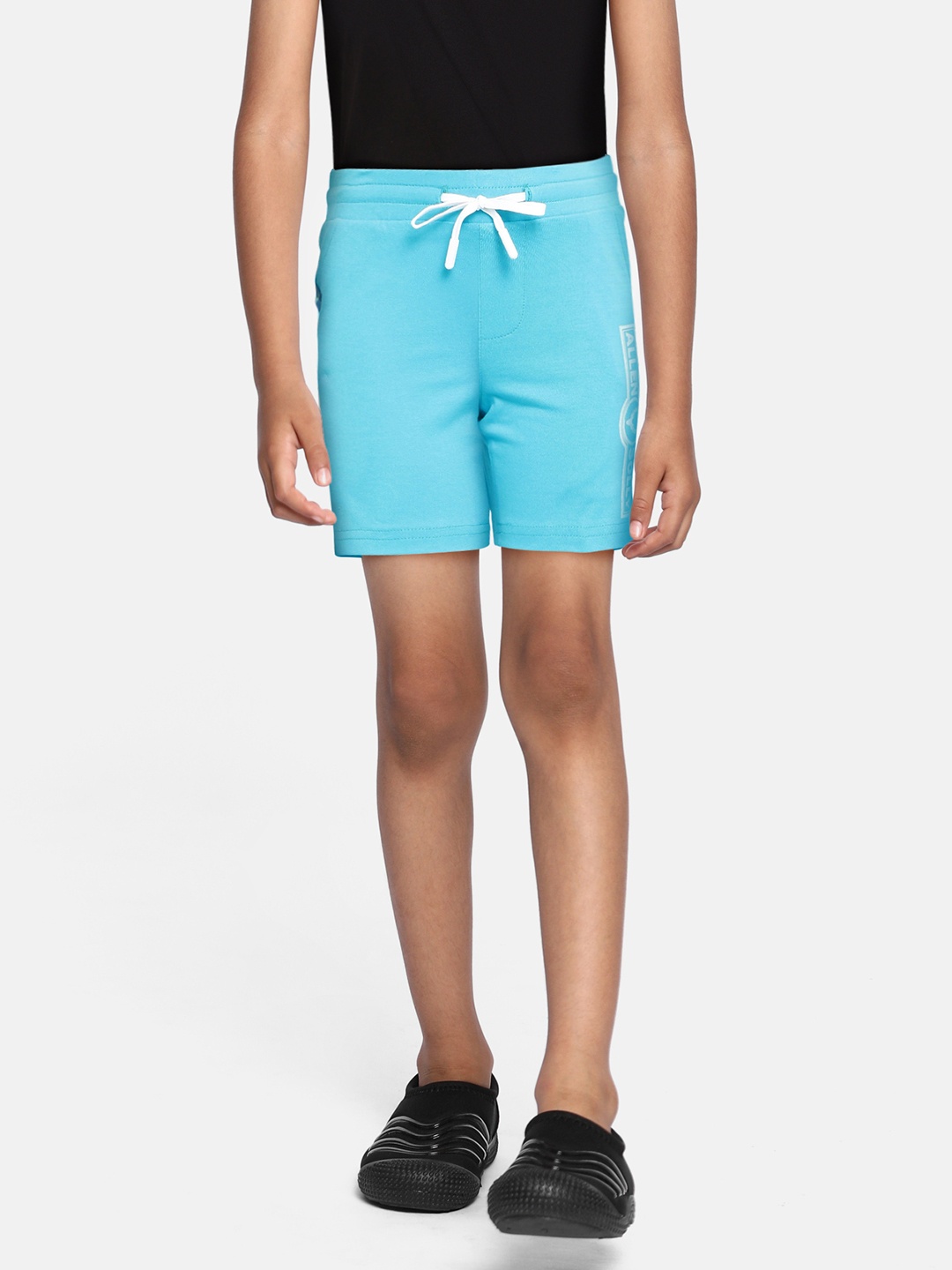 Allen Solly Junior Boys Blue Typography Printed Pure Cotton Shorts