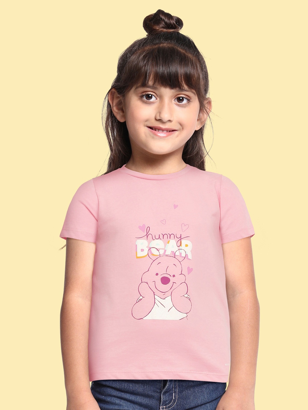 

Allen Solly Junior Girls Pink Winnie The Pooh Printed Pure Cotton T-shirt