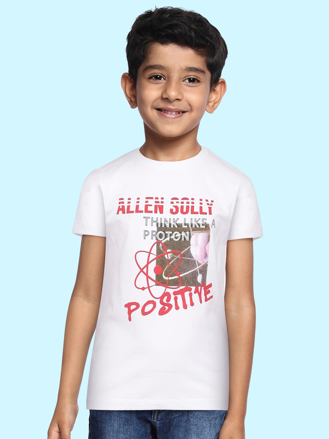 

Allen Solly Junior Boys White & Red Printed Cotton T-shirt