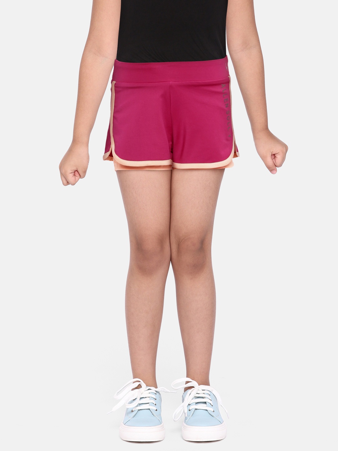 

Allen Solly Junior Girls Fuchsia Typography Printed Double Layered Shorts