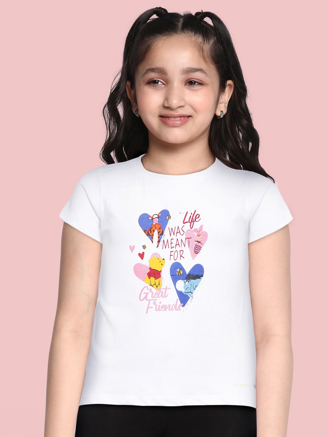 

Allen Solly Junior Girls White Winnie The Pooh Printed Pure Cotton T-shirt