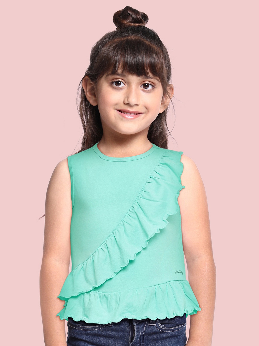 

Allen Solly Junior Girls Sea Green Ruffles Pure Cotton Top