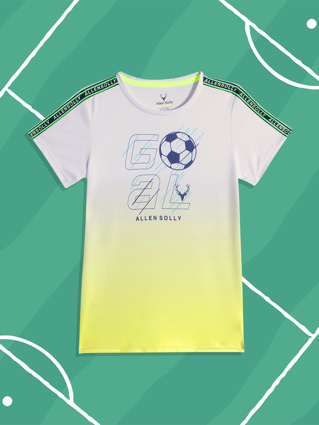 

Allen Solly Junior Boys White & Yellow Typography Colourblocked T-shirt