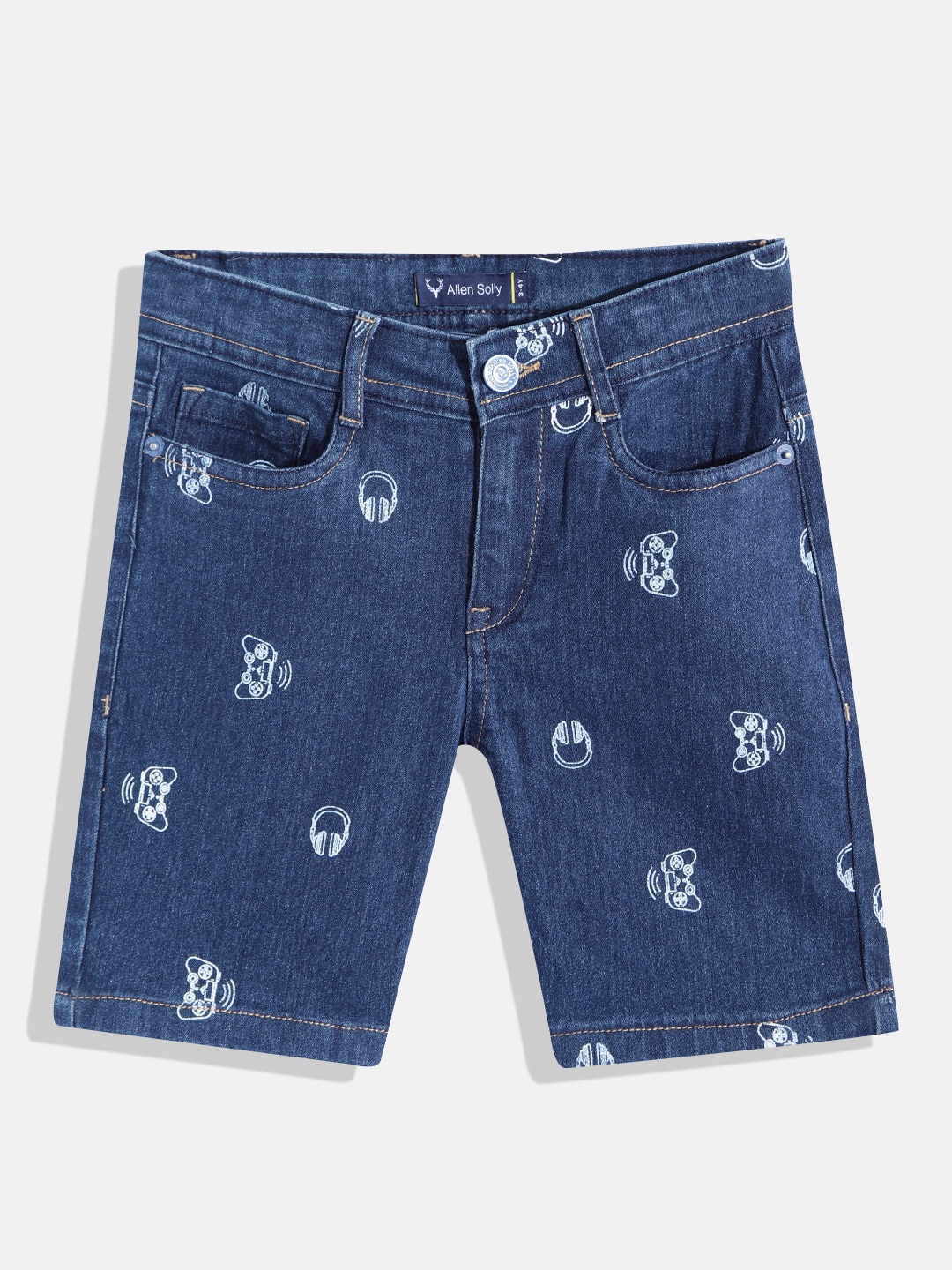 

Allen Solly Junior Boys Blue Graphic Printed Denim Shorts