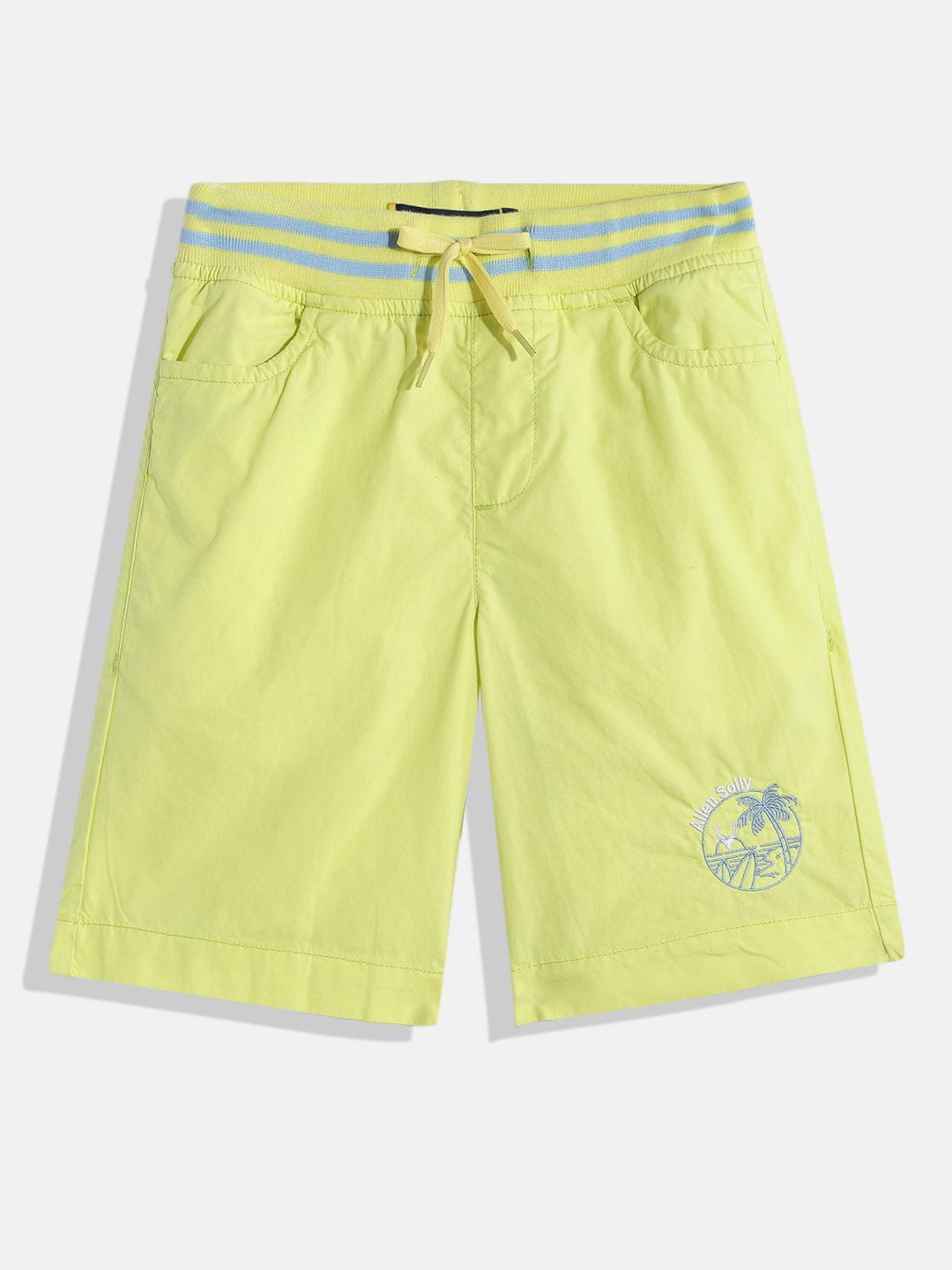 

Allen Solly Junior Boys Fluorescent Green Solid Pure Cotton Shorts
