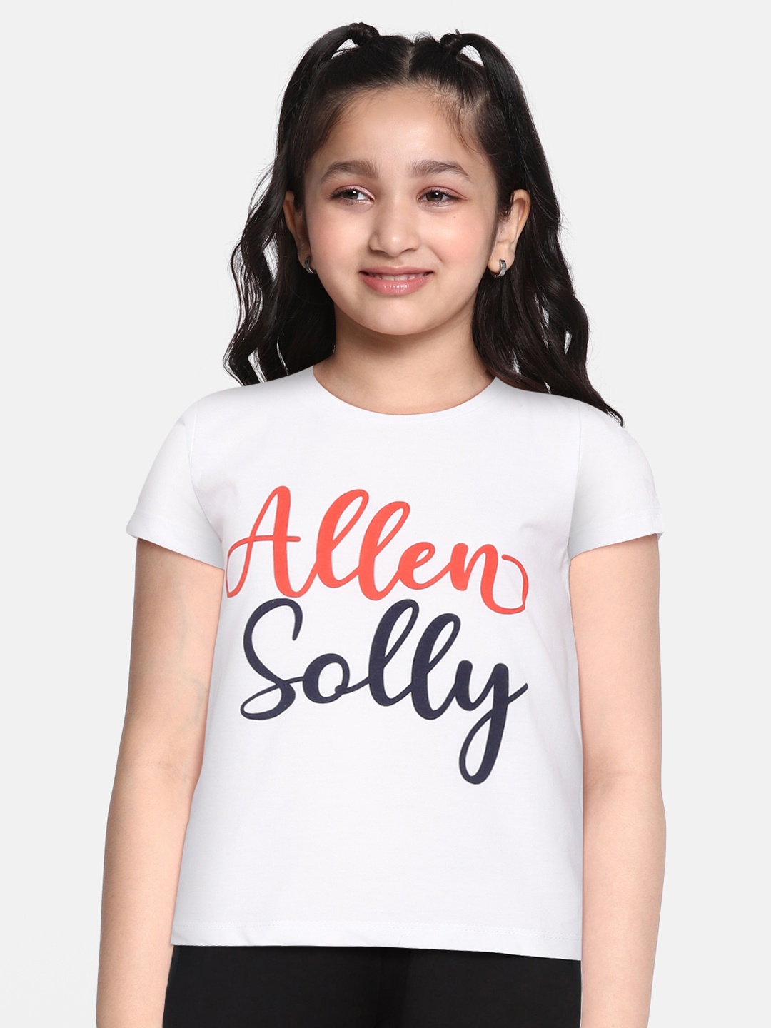 

Allen Solly Junior Girls White & Red Brand Logo Printed T-shirt