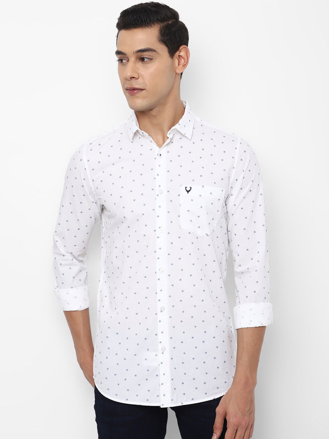 

Allen Solly Men White Slim Fit Micro Ditsy Printed Pure Cotton Casual Shirt