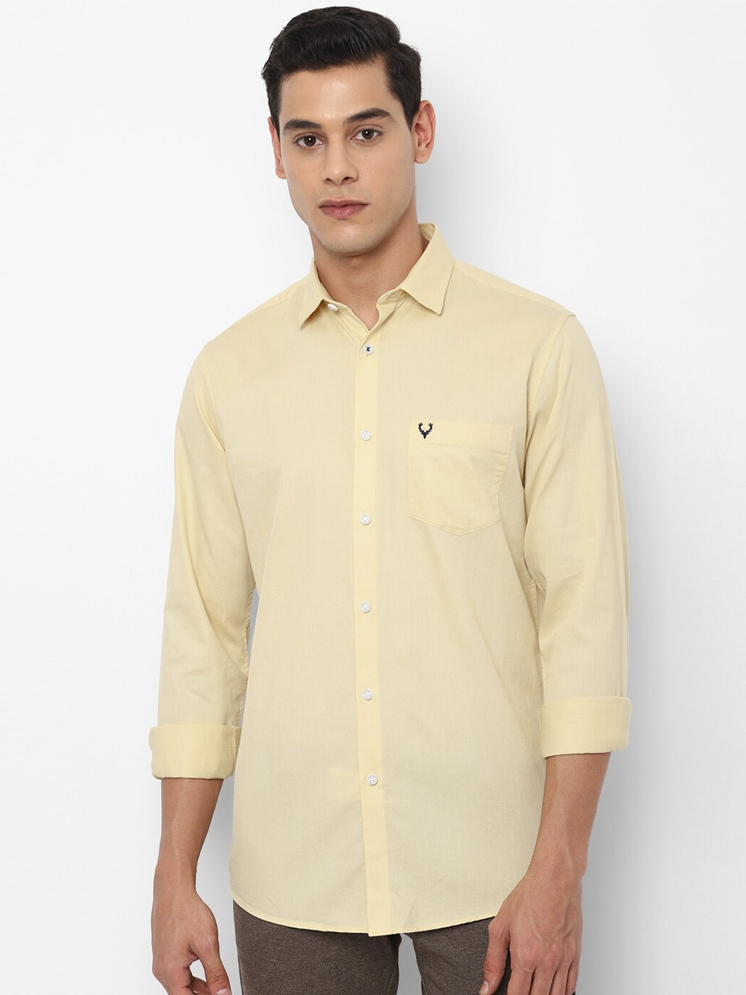

Allen Solly Men Yellow Slim Fit Pure Cotton Casual Shirt