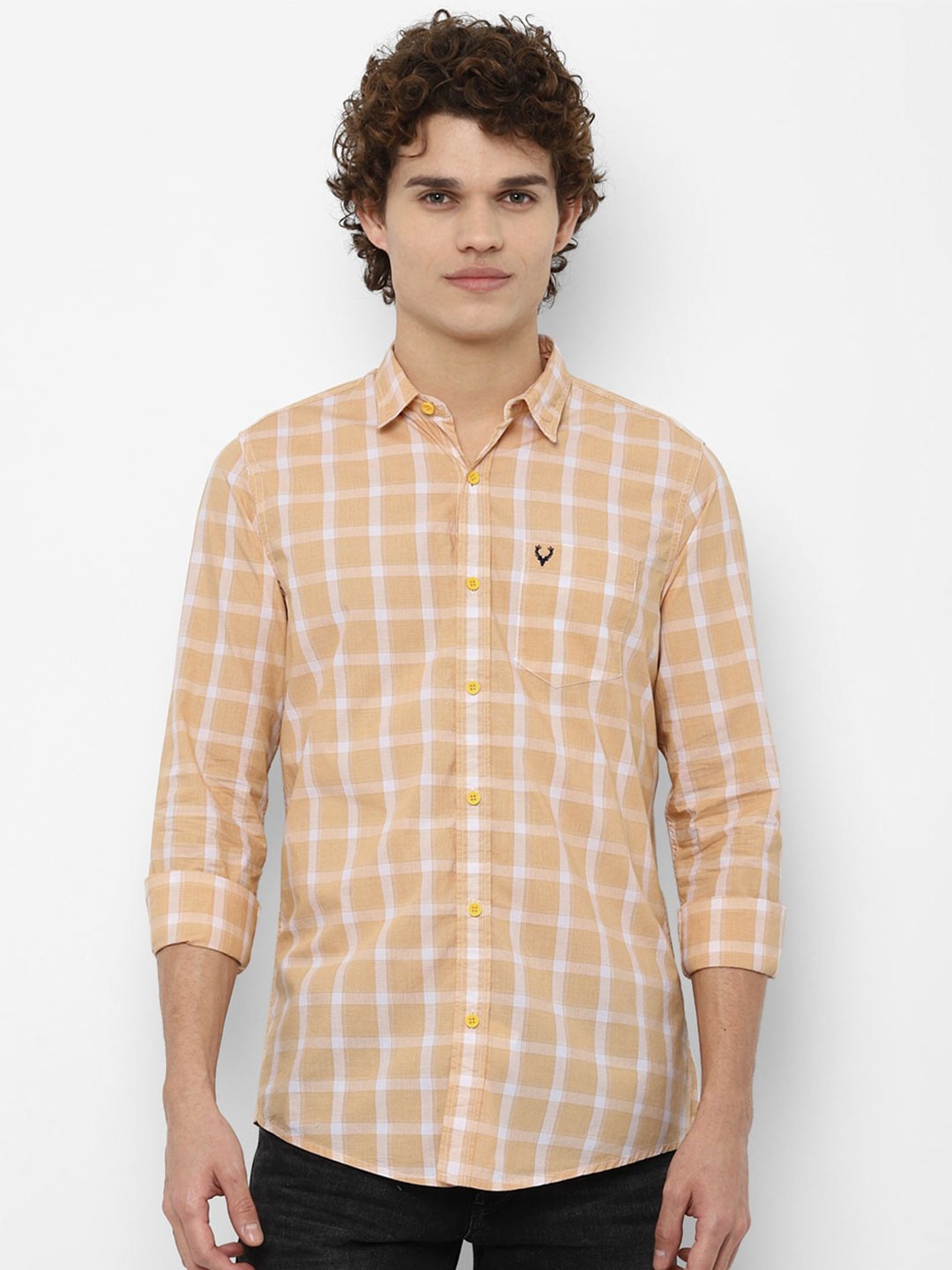 

Allen Solly Sport Men Orange Checked Cotton Casual Shirt
