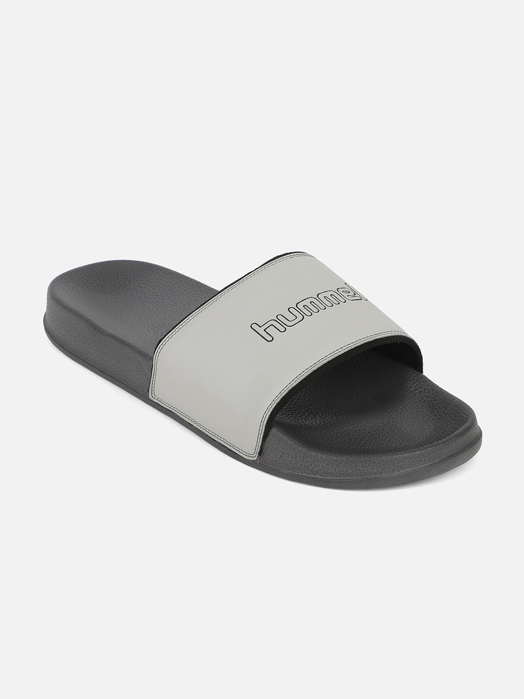

hummel Men Grey & Black Printed Sliders