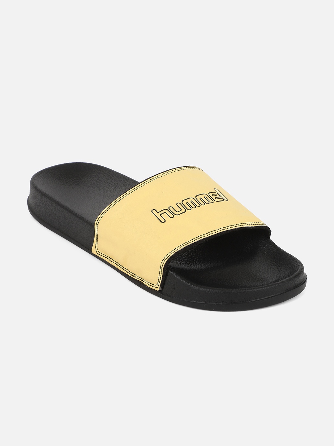 

hummel Men Yellow & Black Printed Sliders