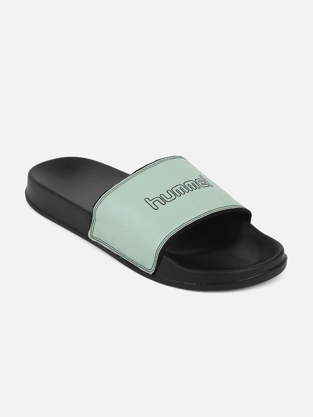 

hummel Men Green & Black Printed Sliders