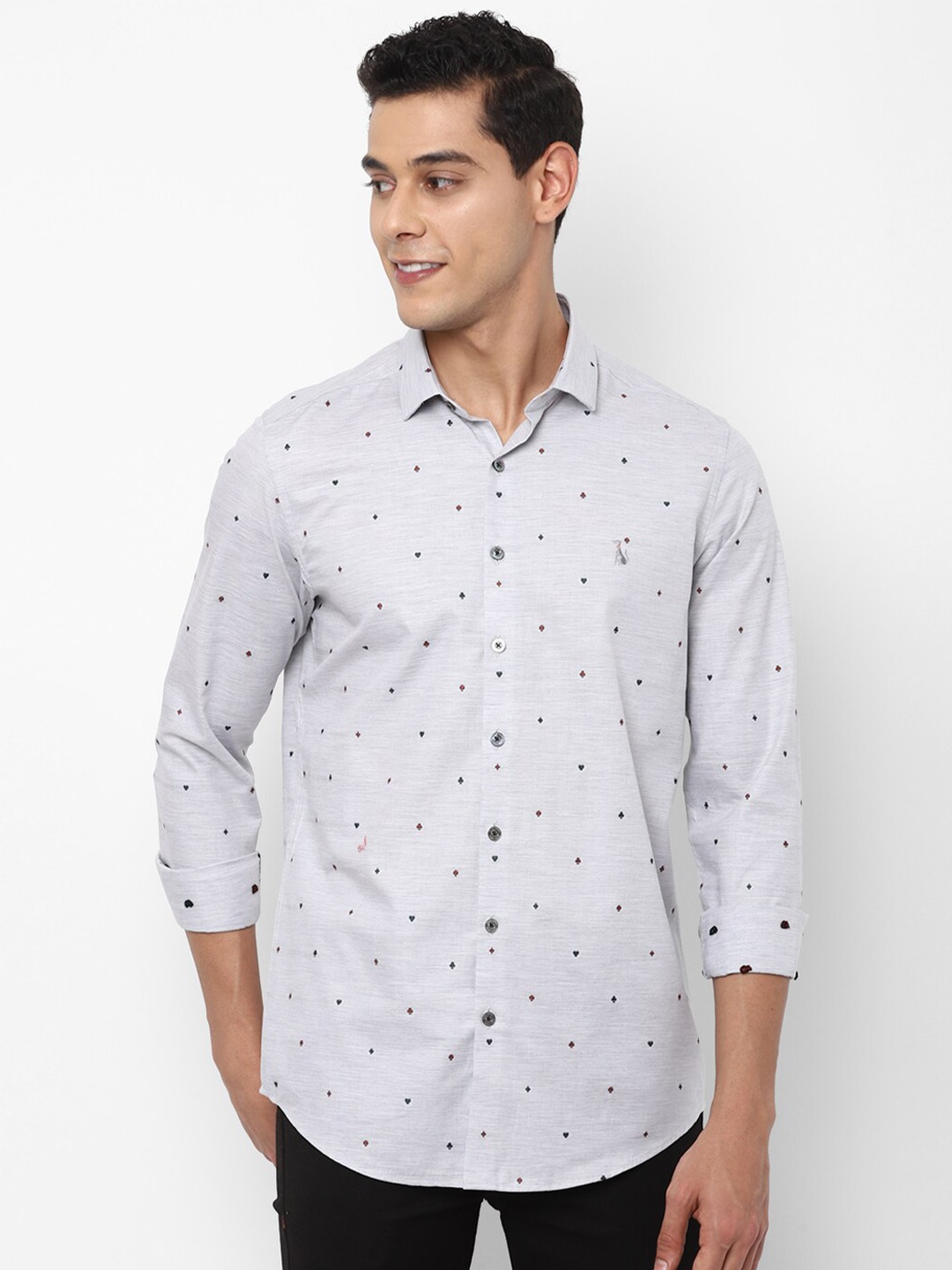 

SIMON CARTER LONDON Men Grey Slim Fit Printed Casual Shirt