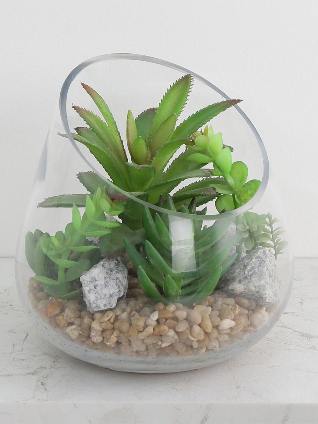 

Home Centre Green Artificial Bonsai Plant In Glass Pot