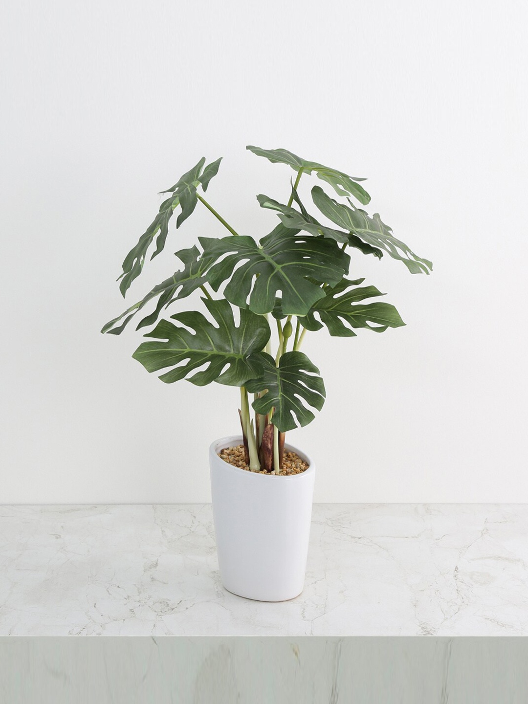 

Home Centre Green & White Gardenia Philodendron Artificial Flowers & Plants With Pot