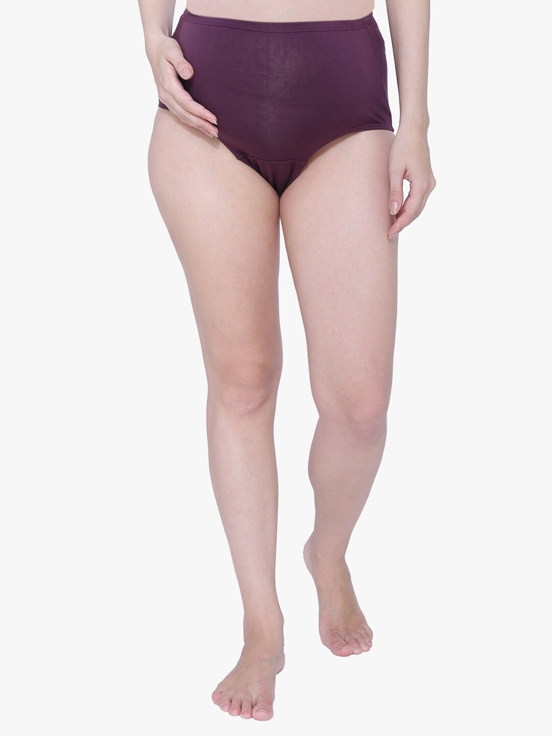 

Anoma Women Purple Solid Cotton High-Rise Maternity Briefs