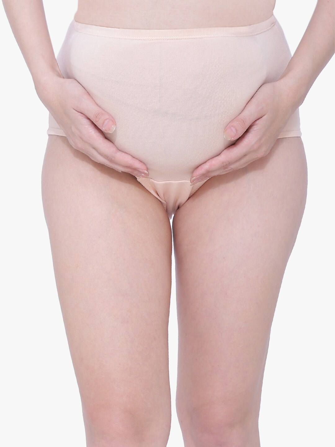 

Anoma Women Peach-Colored Solid Cotton High-Rise Maternity Briefs