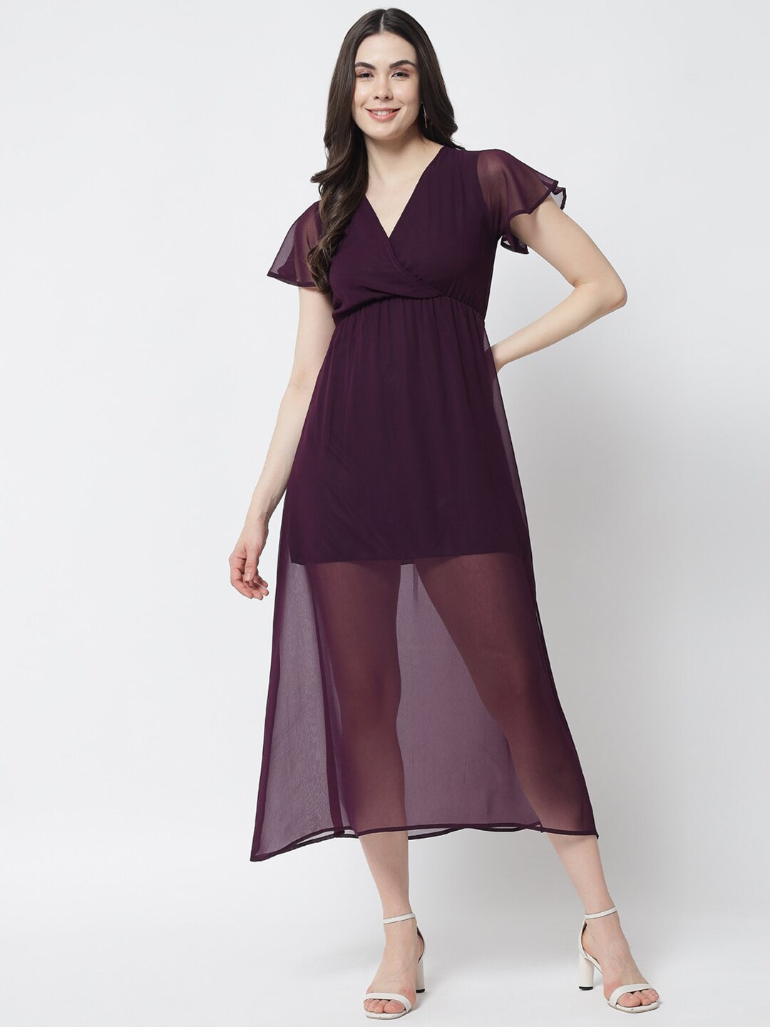 

Trend Arrest Purple Georgette Midi Dress