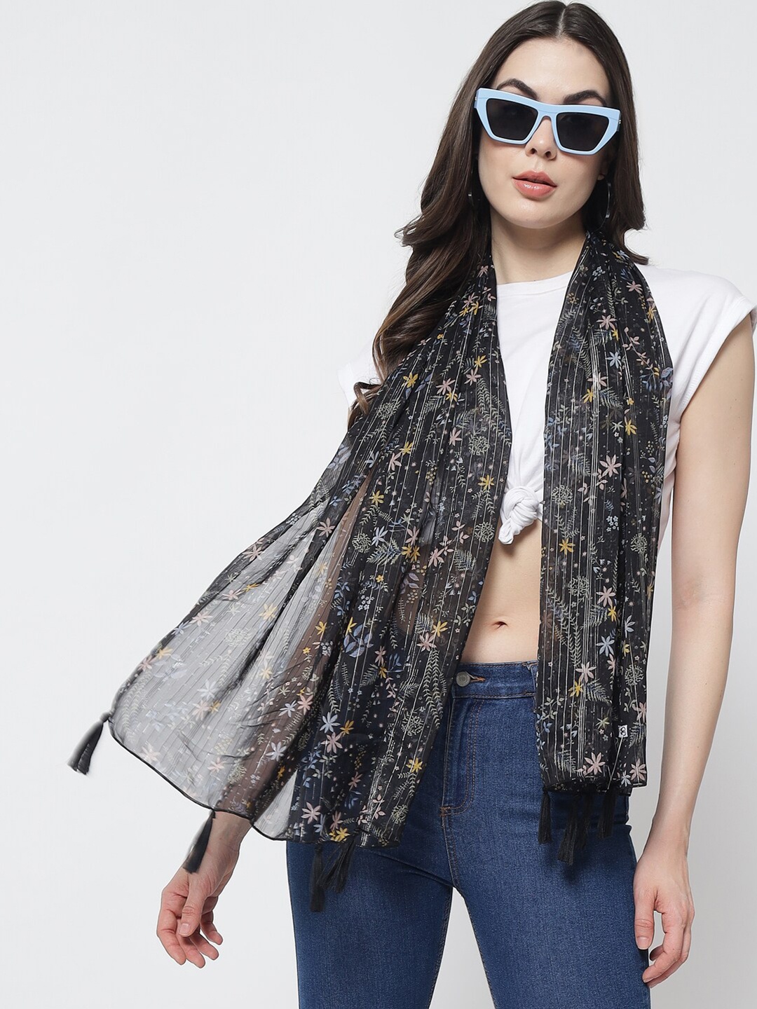 

Trend Arrest Women Black & Pink Printed Scarf