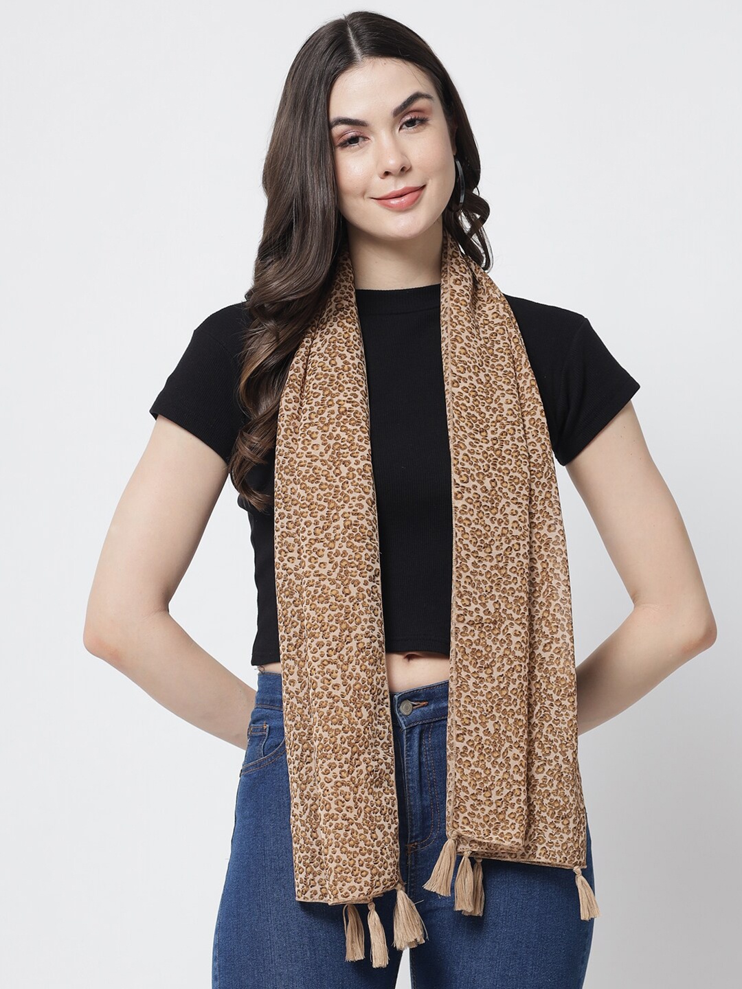 

Trend Arrest Women Beige & Brown Animal Printed Scarf