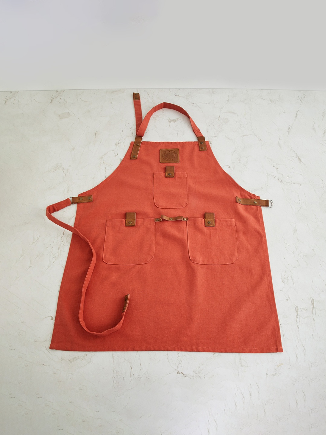 

Home Centre Orange Solid Cotton Apron