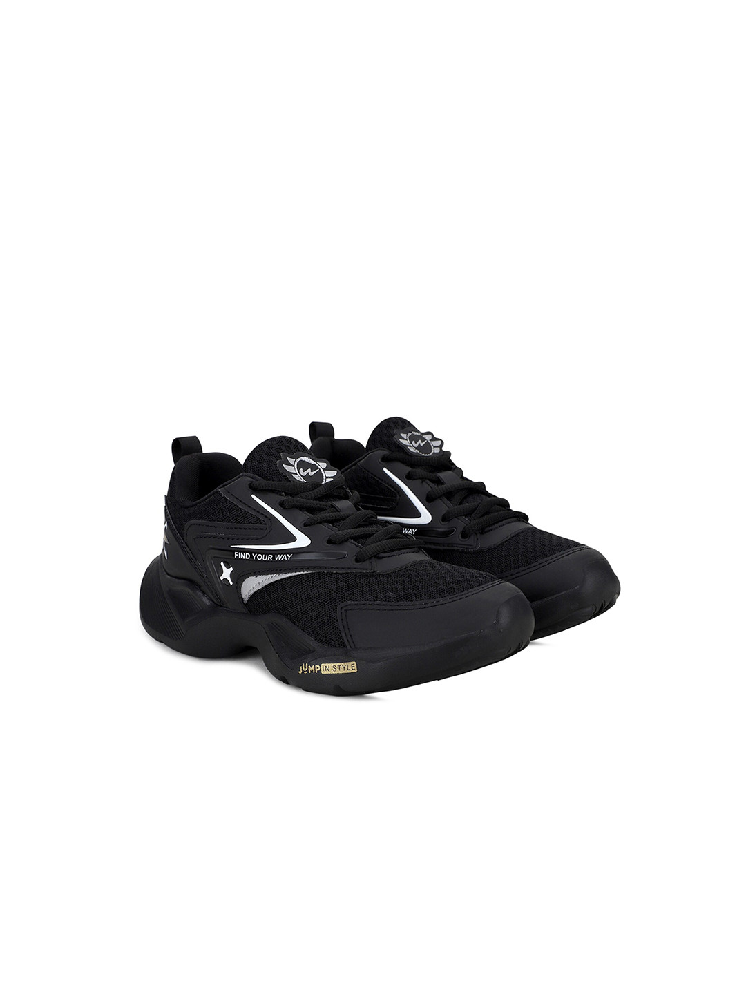 

Campus Kids Black & White Solid Mesh Running Shoes