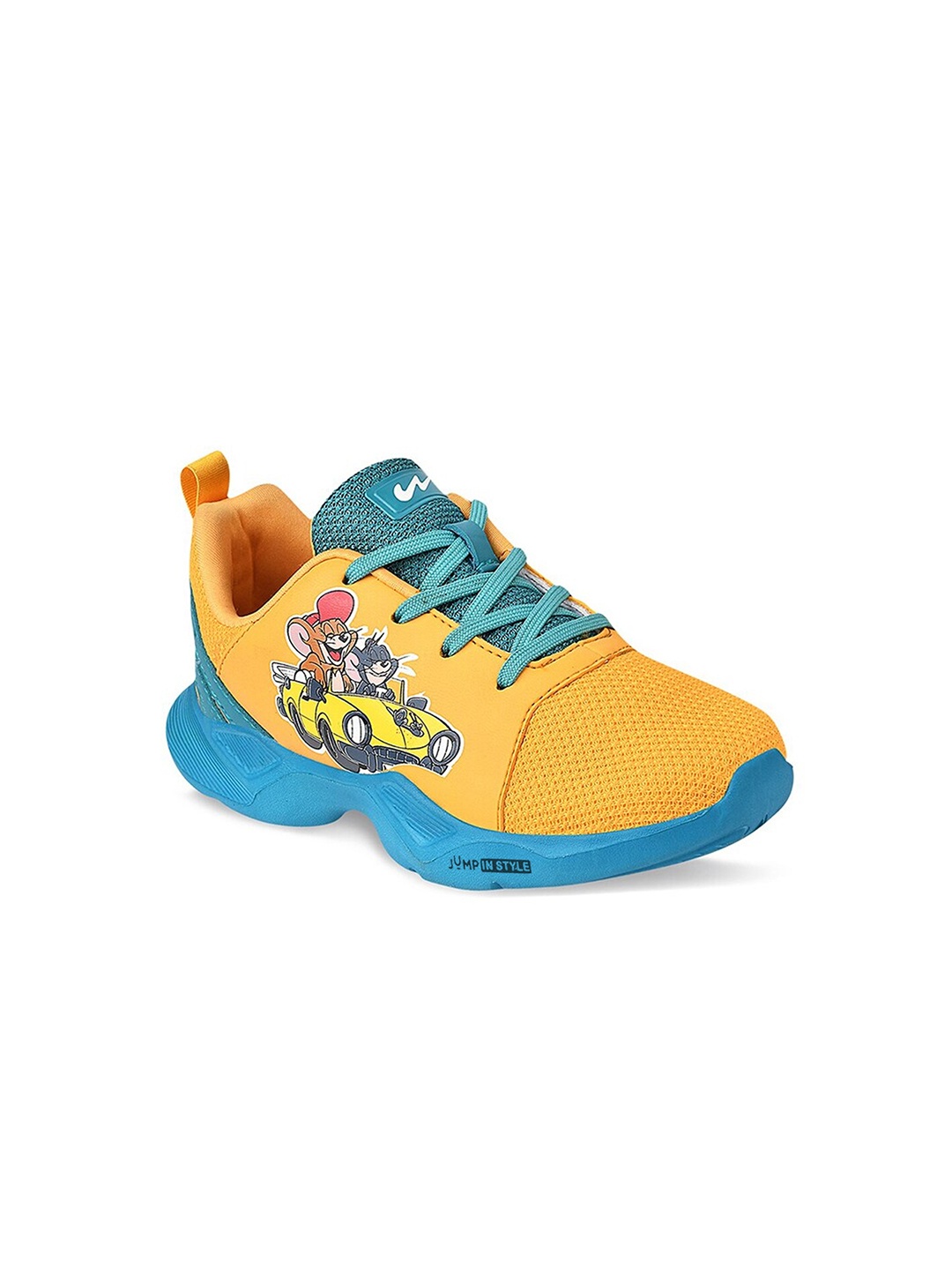 

Campus Unisex Kids Mustard & Turquoise Blue Textured Mesh Tom & Jerry Running Shoes