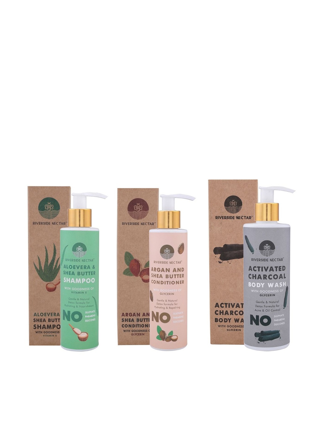 

Riverside Nectar Bath & Body Set - Shampoo 200ml - Conditioner 200ml - Body Wash 250ml, Green