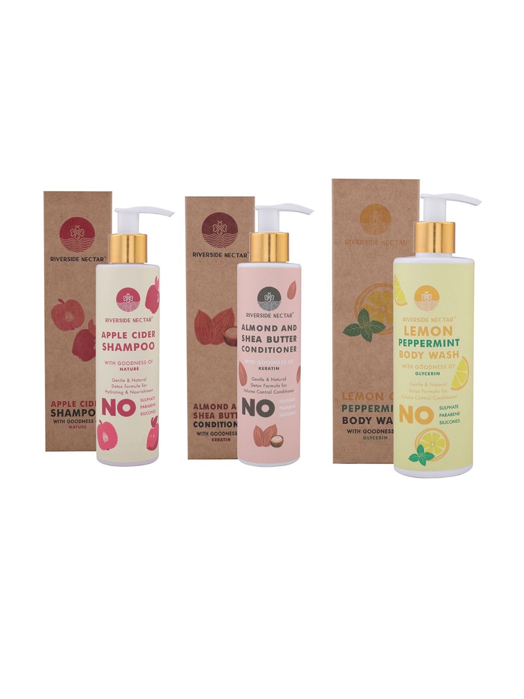

Riverside Nectar Bath & Body Set - Shampoo 200ml - Conditioner 200ml - Body Wash 250ml, Yellow