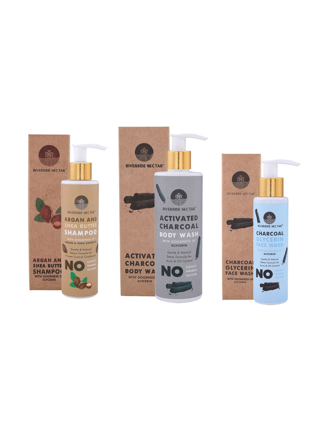 

Riverside Nectar Set of Body Wash - Shampoo - Face Wash - 550ml, Grey