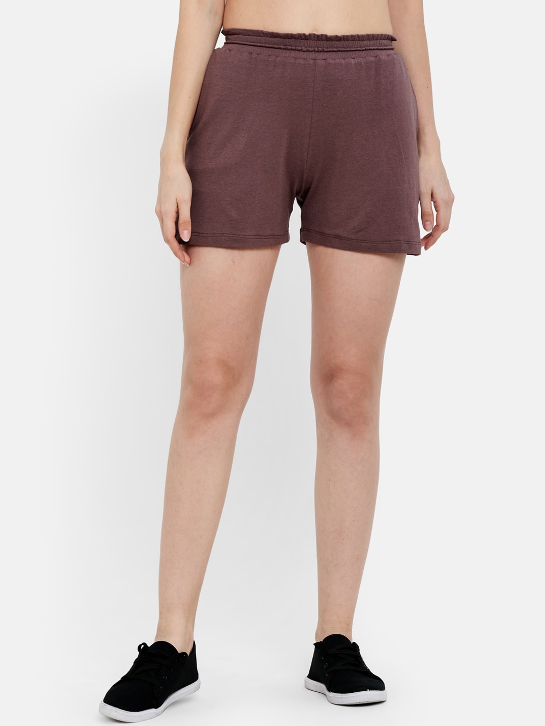 

UNMADE Women Brown High-Rise Sports Shorts