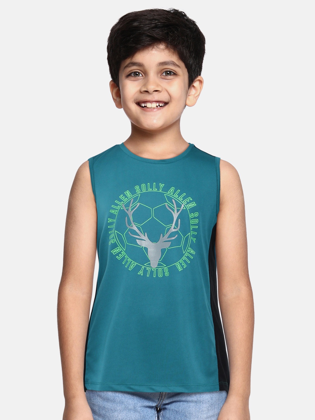 

Allen Solly Junior Boys Blue & Black Printed Innerwear Vests
