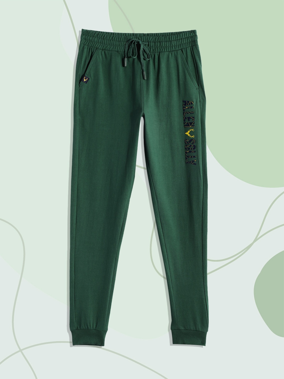 

Allen Solly Junior Boys Green Brand Logo Print Pure Cotton Joggers