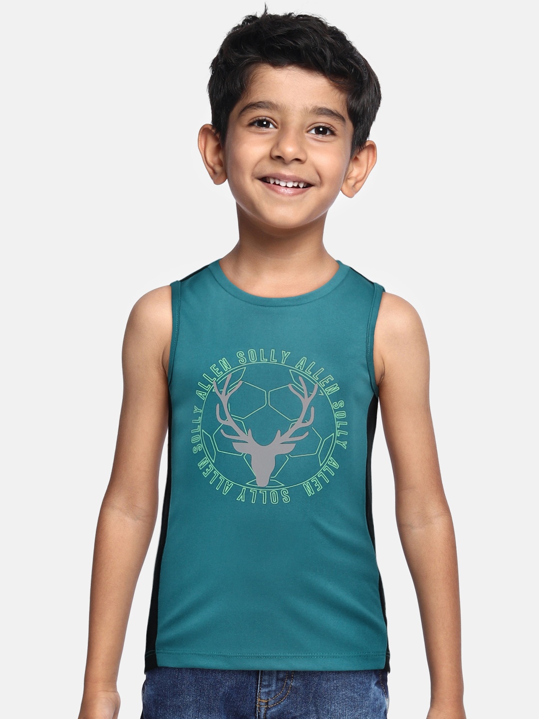 

Allen Solly Junior Boys Blue & Black Printed Innerwear Vests