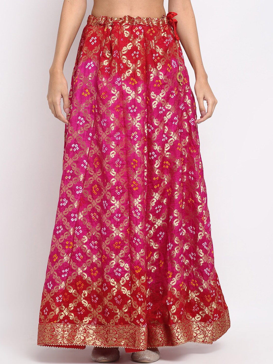 

SOUNDARYA Women Pink & Gold-Coloured Printed Skirt