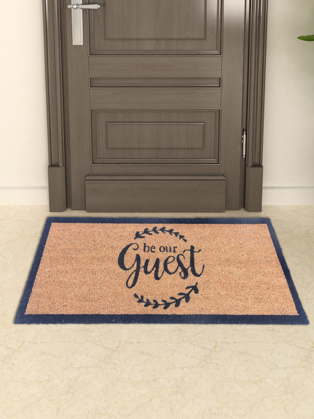 

Home Centre Beige & Navy Blue Printed Anti-Skid Doormat