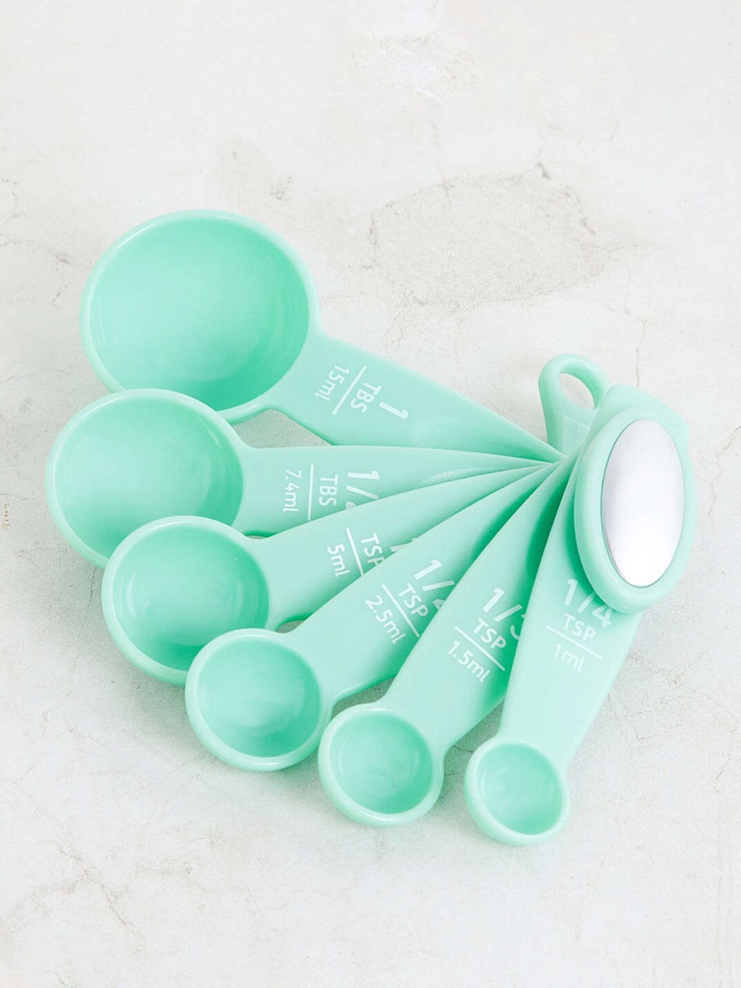 

Home Centre Set of 6 Pieces Teal Green Solid Polypropylene Measuring Spoons