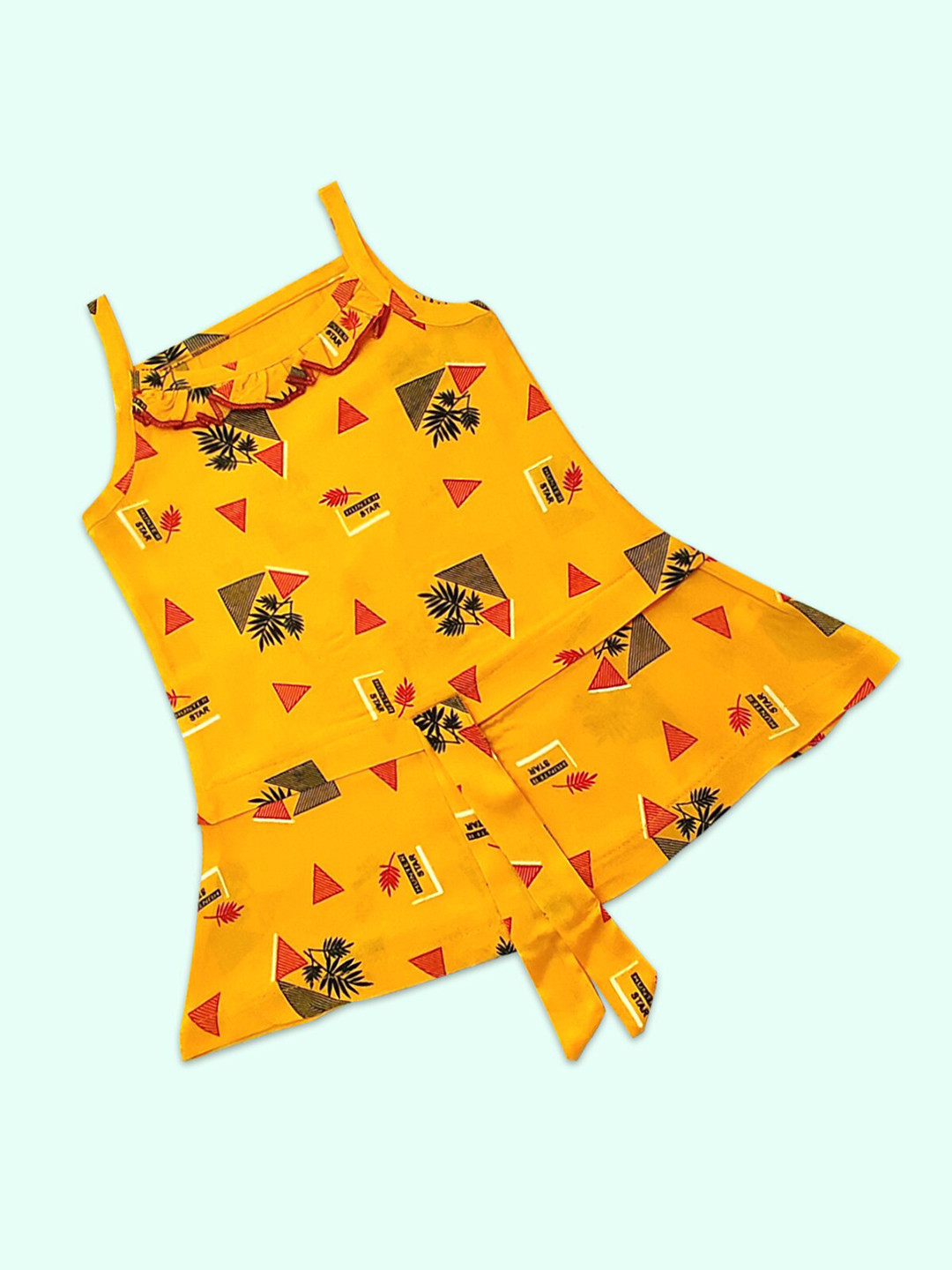 

Born Babies Yellow Geometric Printed A-Line Dress