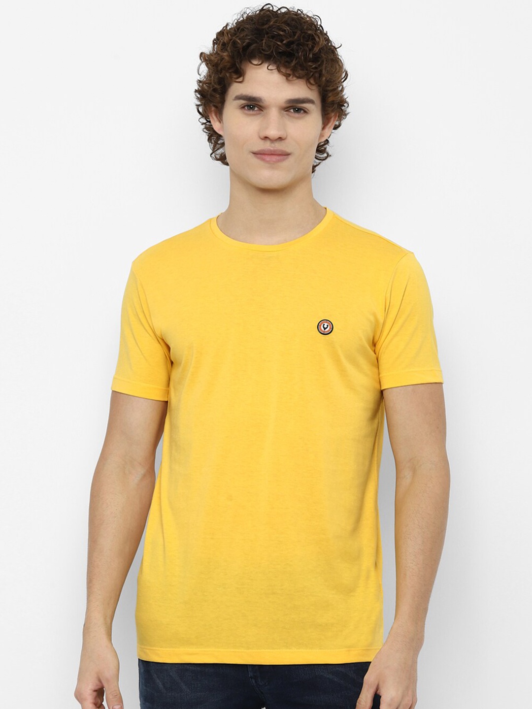 

Allen Solly Sport Men Yellow Solid Pure Cotton T-shirt