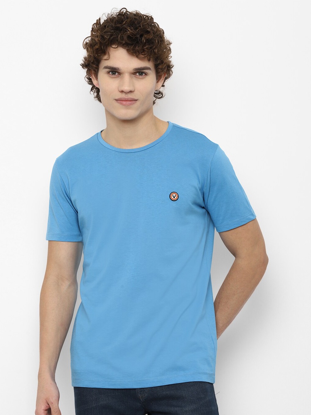 

Allen Solly Sport Men Blue Solid Pure Cotton T-shirt