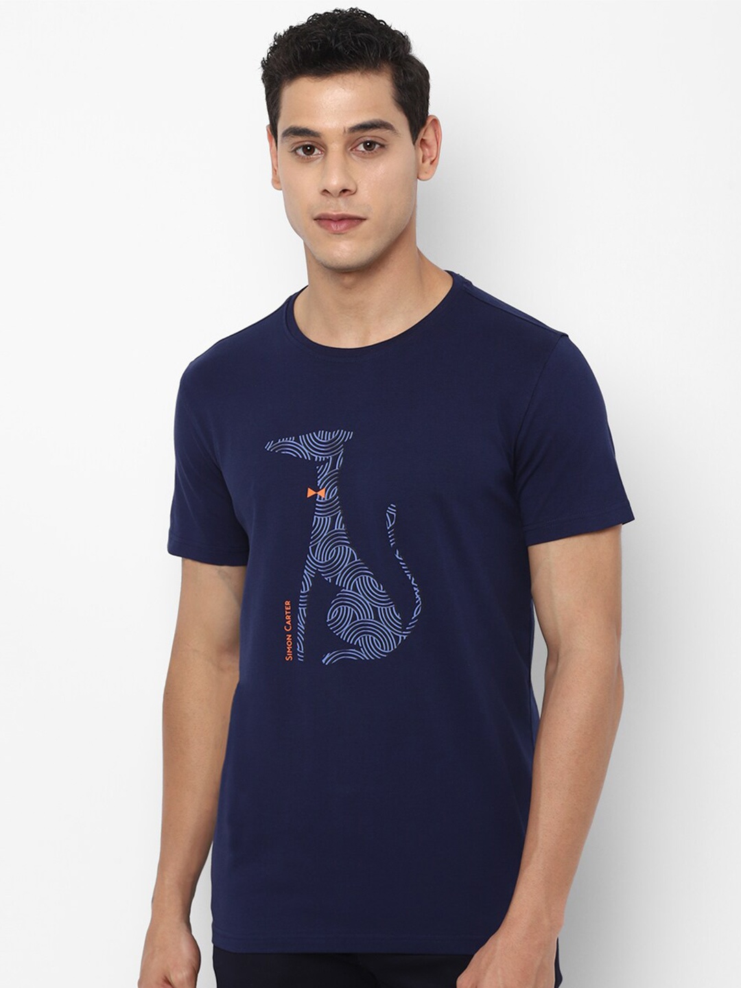 

SIMON CARTER LONDON Men Navy Blue Printed Slim Fit T-shirt